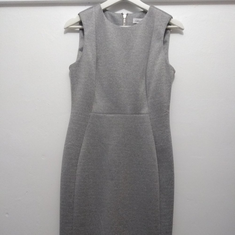 CALVIN KLEIN Gray Pencil Sleeveless Midi Dress 6